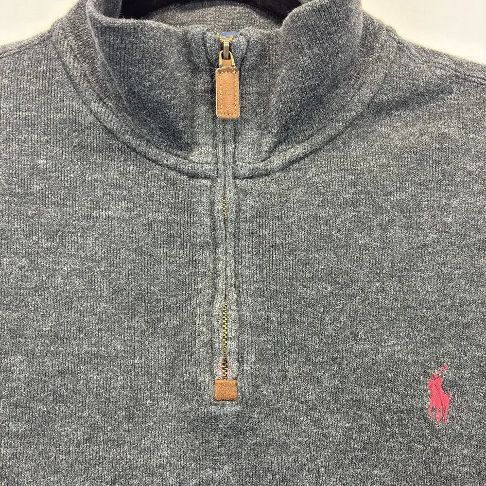 Polo Ralph Lauren Men’s XL 1/4 Zip Pullover Sweater Gray Pony Cotton